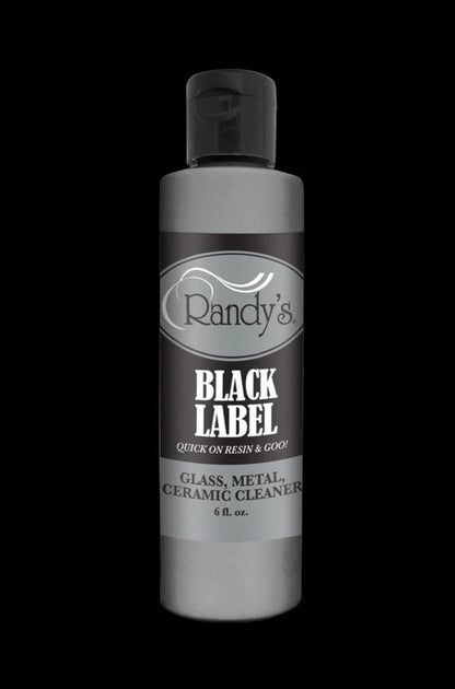 Front view of Randy's Black Label Cleaner in a clear plastic bottle with a black label and white text.