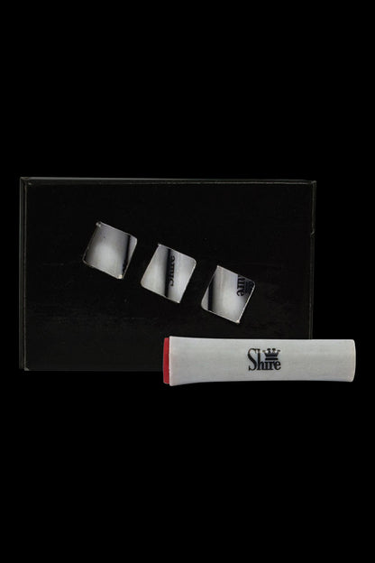 A top-down view of the Pulsar Replacement Charcoal Filters – 6 Pack, neatly arranged in a black cardboard sleeve.