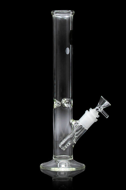 Clear glass bong with ice catcher and removable downstem.