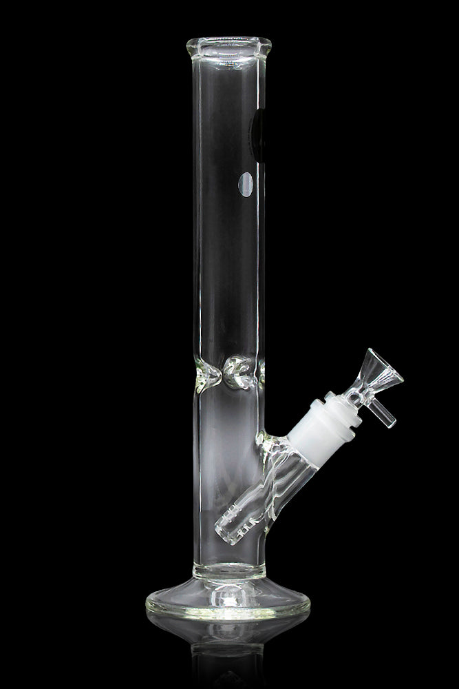 Clear glass bong with ice catcher and removable downstem.