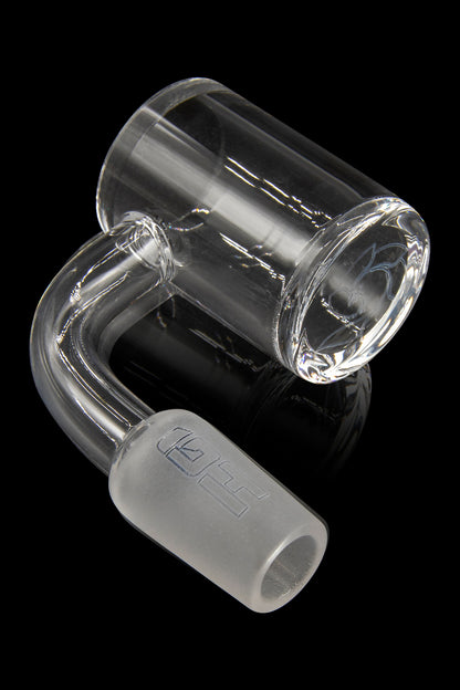 Clear glass dab rig with etched logo.