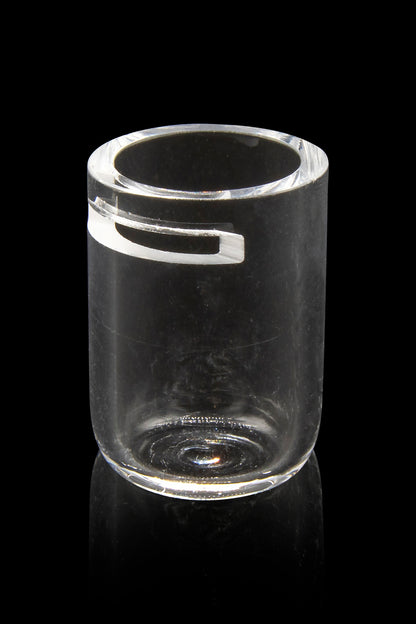 Clear glass pipe for cannabis use, studio shot.