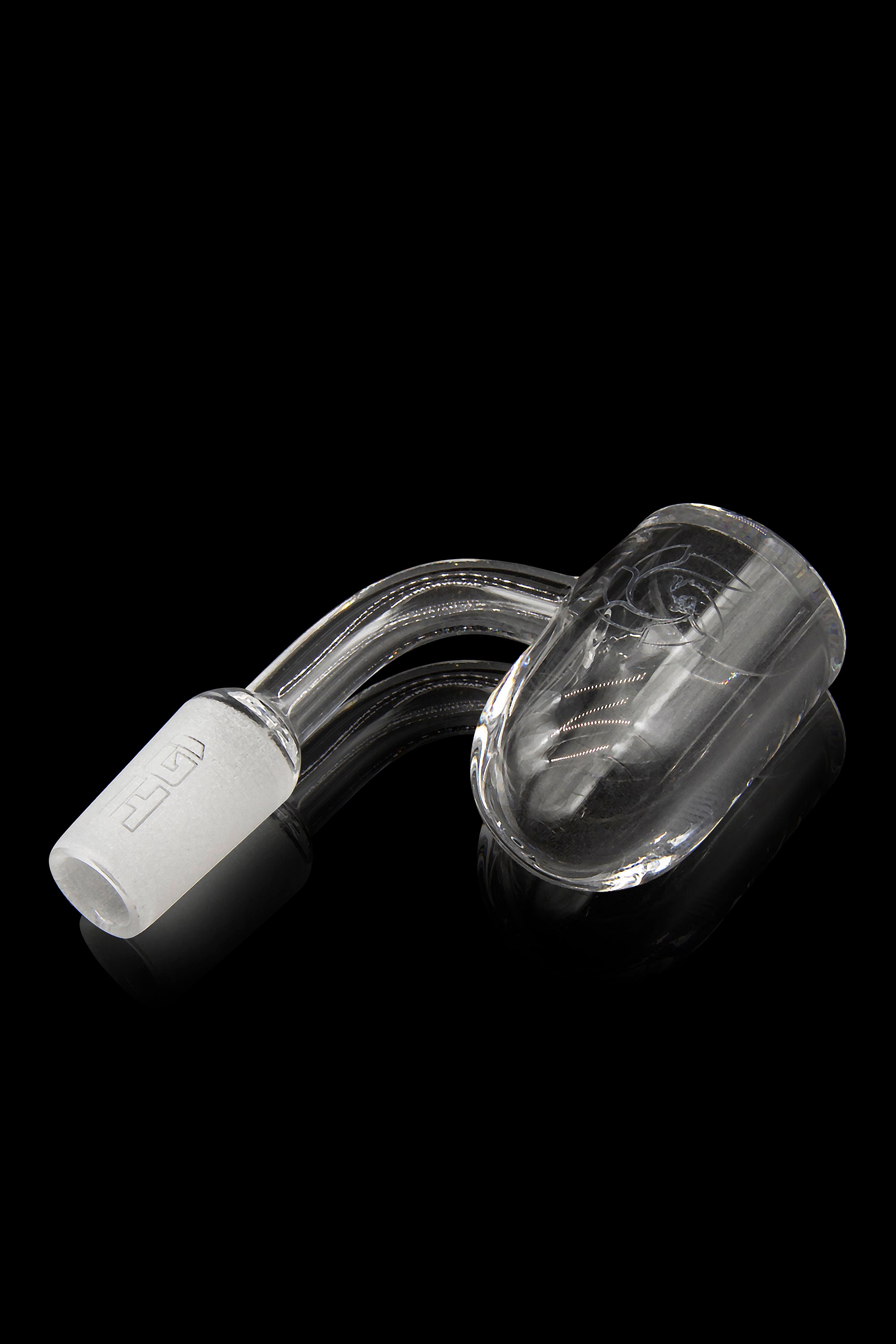 Clear glass cannabis oil dome with a titanium tip.