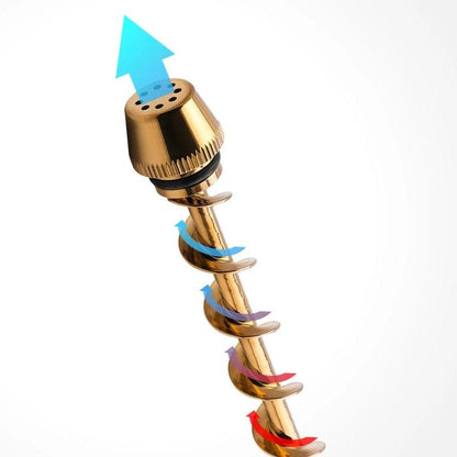 A slightly angled view of the 7Pipe Twisty Glass Blunt, showing the spiraling clear glass design.