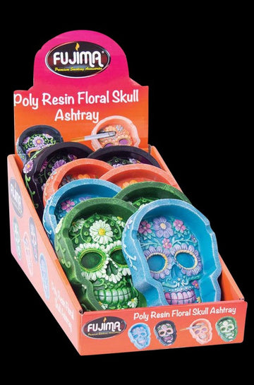 Floral Skull Ashtrays - 8 Pack