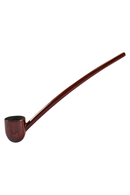 A side view of the Pulsar Deep Bowl Churchwarden Rosewood Sherlock, showing the long, curved bowl and rich wood grain.