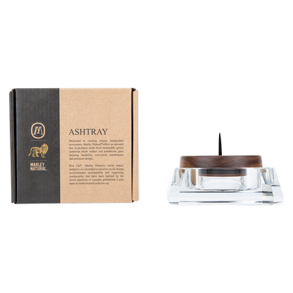 A top-down view of the Marley Natural Crystal Ash Tray, showcasing its clear, faceted design on a white background.