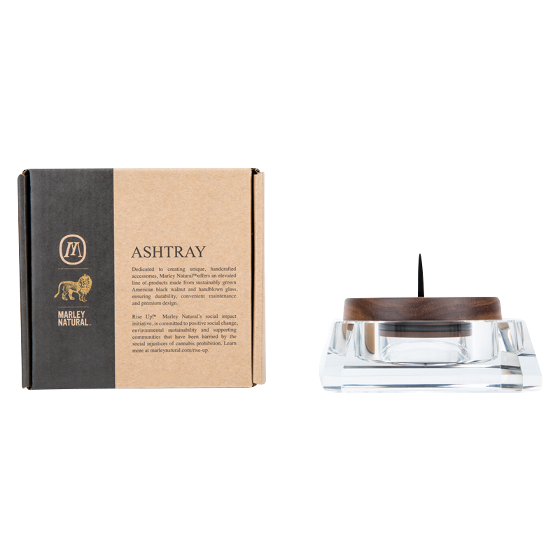 A top-down view of the Marley Natural Crystal Ash Tray, showcasing its clear, faceted design on a white background.