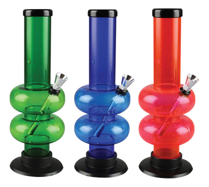 Front view of the Acrylic Double Bubble Water Pipe, showcasing its clear, bulbous design against a plain white background.