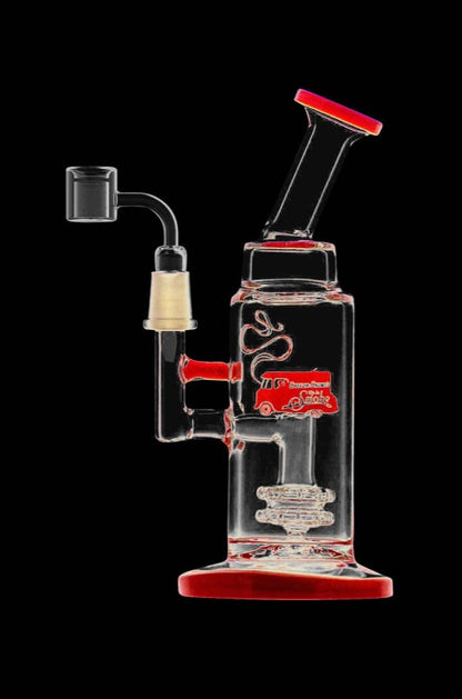 Front view of the Cheech & Chong Showerhead Perc Dab Rig - Anthony, showcasing its glass construction and unique showerhead perc design.