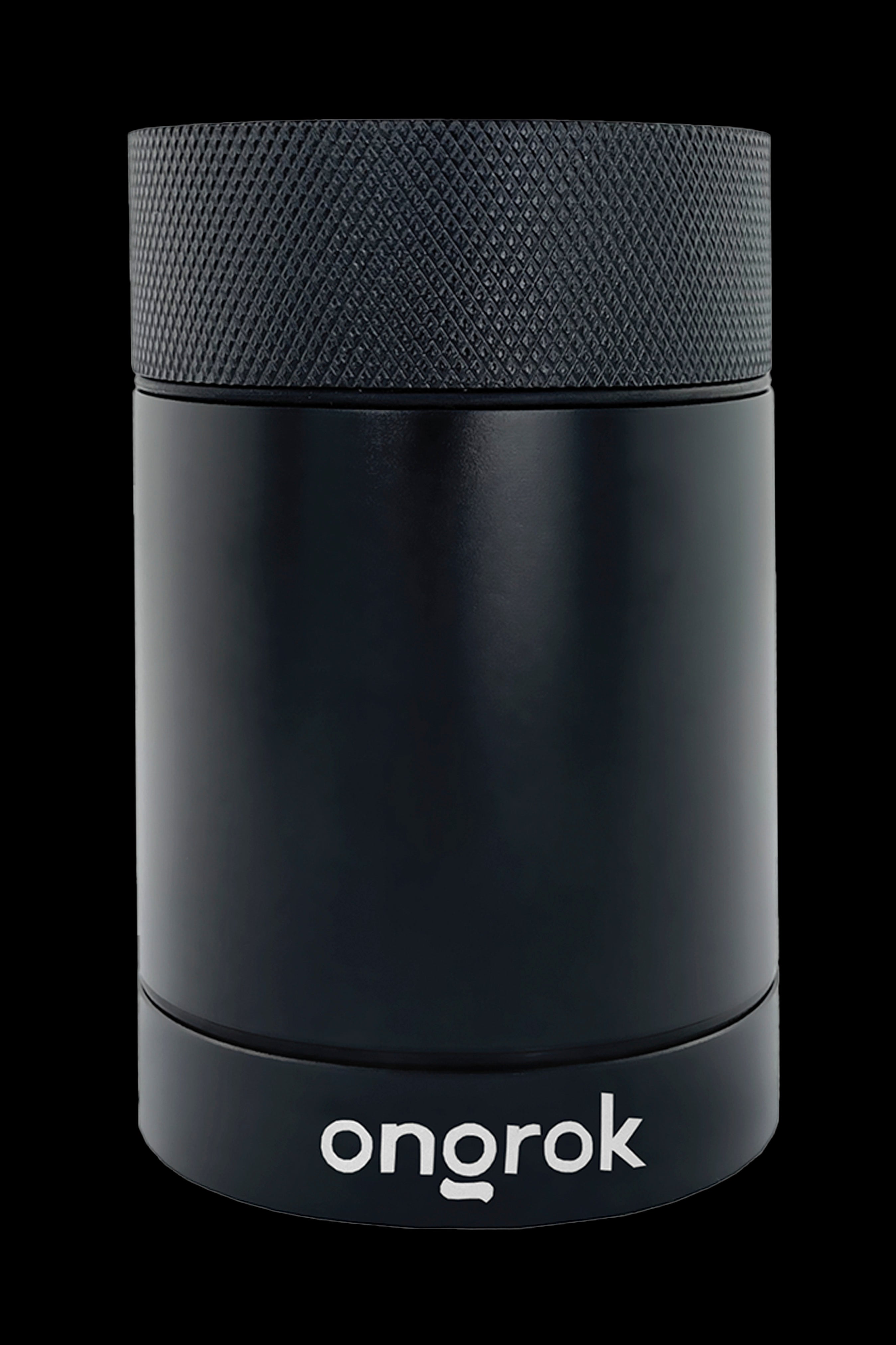 Black Onrok cannabis storage container with textured lid.