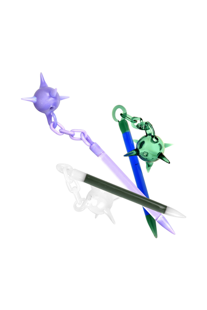 A slightly angled view of “The Medieval Dabber” Fail Dabber Tool & Bubble Cap Combo, showing the dark-colored tool and cap against a plain white background.