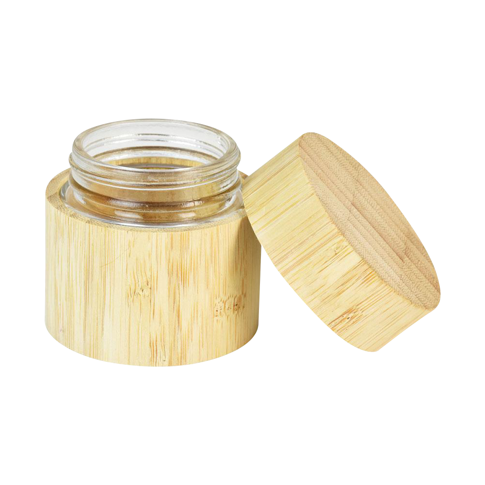 Bamboo Encased Childproof Glass Storage Jar Keep Your Herbs Fresh