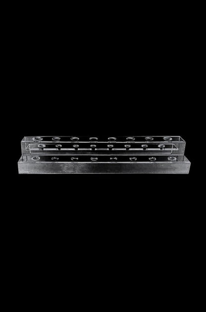 A top-down view of the clear acrylic Banger & Bowl Display Holder, showcasing its rectangular shape and transparent material.