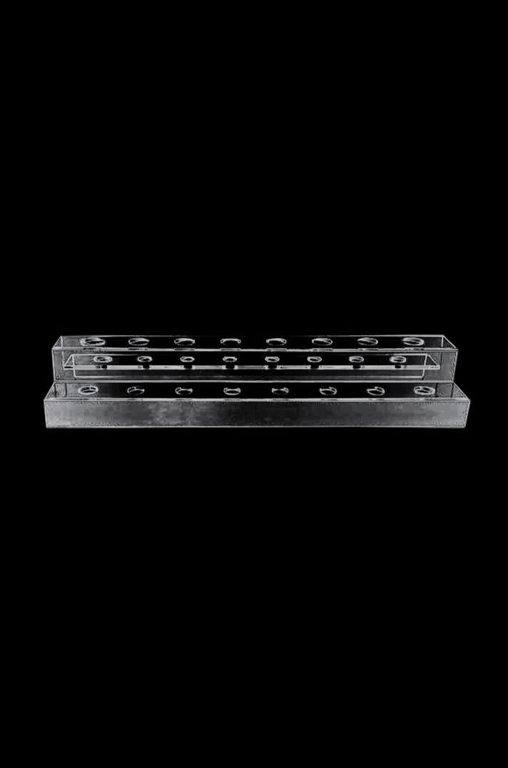 A top-down view of the clear acrylic Banger & Bowl Display Holder, showcasing its rectangular shape and transparent material.