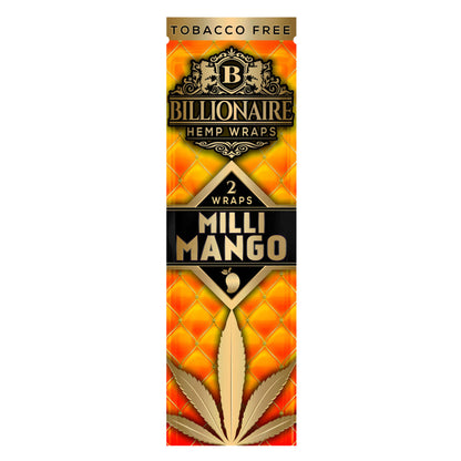Front view of a Billionaire Hemp Wraps 25 Pack, showcasing a colorful, branded package with a gold logo.