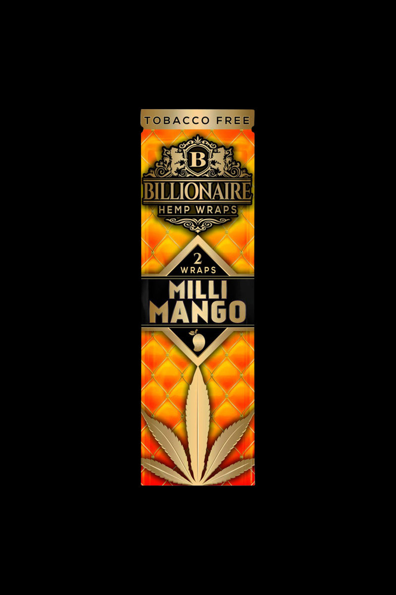 Front view of the Billionaire Hemp Wraps 25 Pack, displaying a dark brown wrapper with gold lettering and accents.
