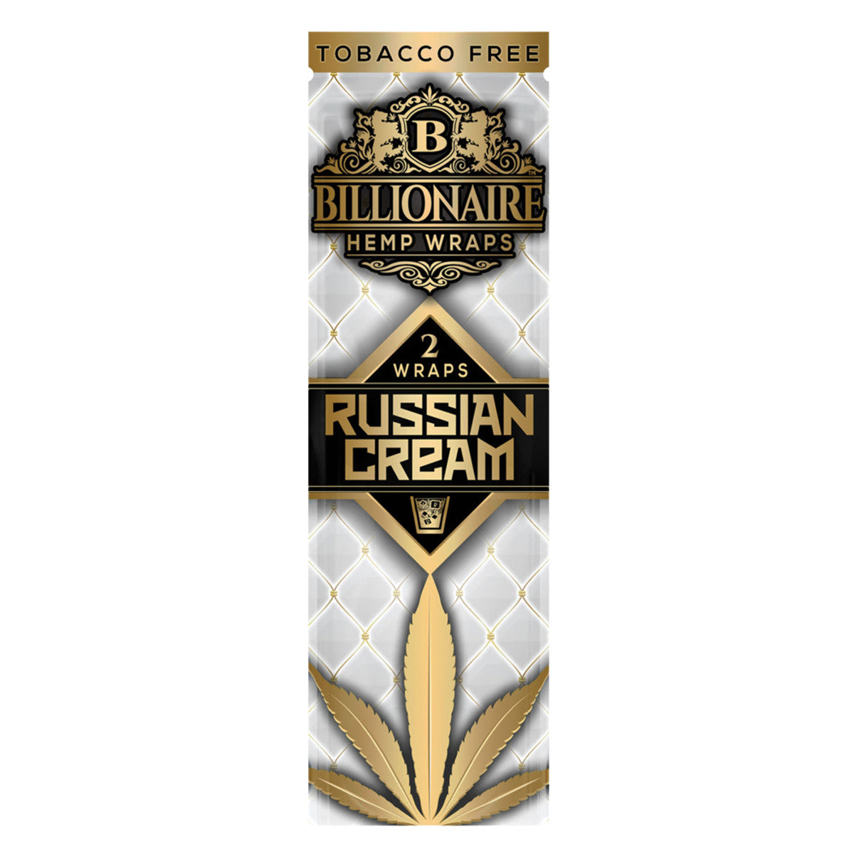 A front view of the Billionaire Hemp Wraps packaging, featuring a gold and black design with the brand logo prominently displayed.