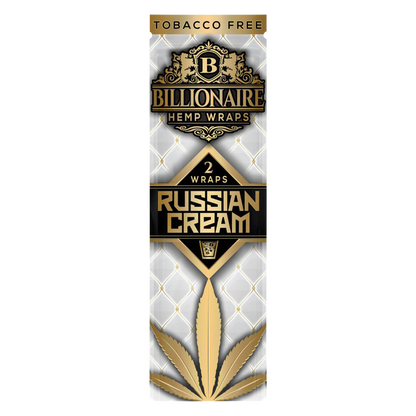 Front view of a pack of Billionaire Hemp Wraps displaying its branding against a dark background.