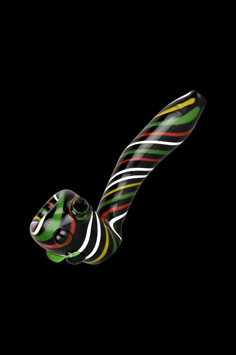 Smoke Cartel Rasta Candy Cane Hand Pipe - Black Glass