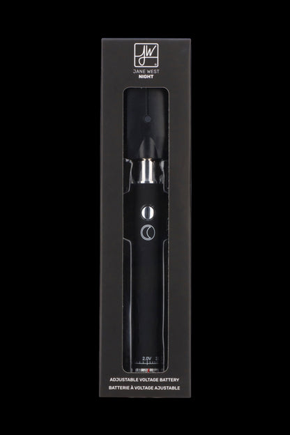 Black Jane West Night adjustable voltage battery for cannabis vape cartridges.