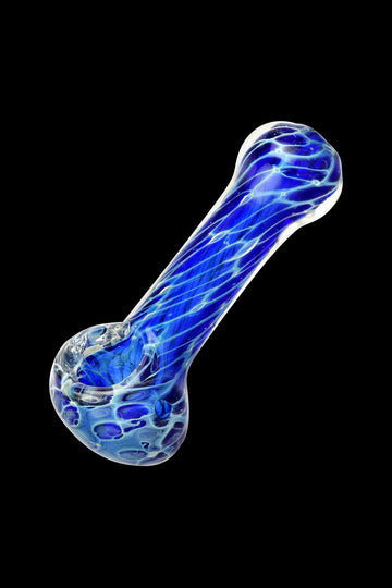 Cellular Blue Glass Spoon Pipe