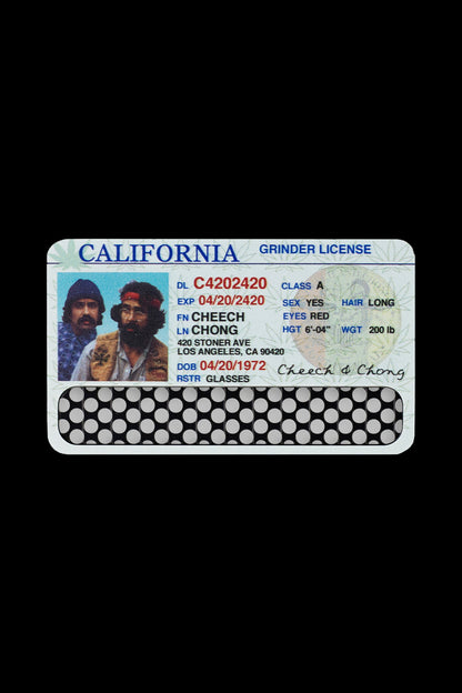 A novelty California driver’s license for “Cheech & Chong” with a photo of the comedy duo, referencing the 4/20 cannabis holiday. 