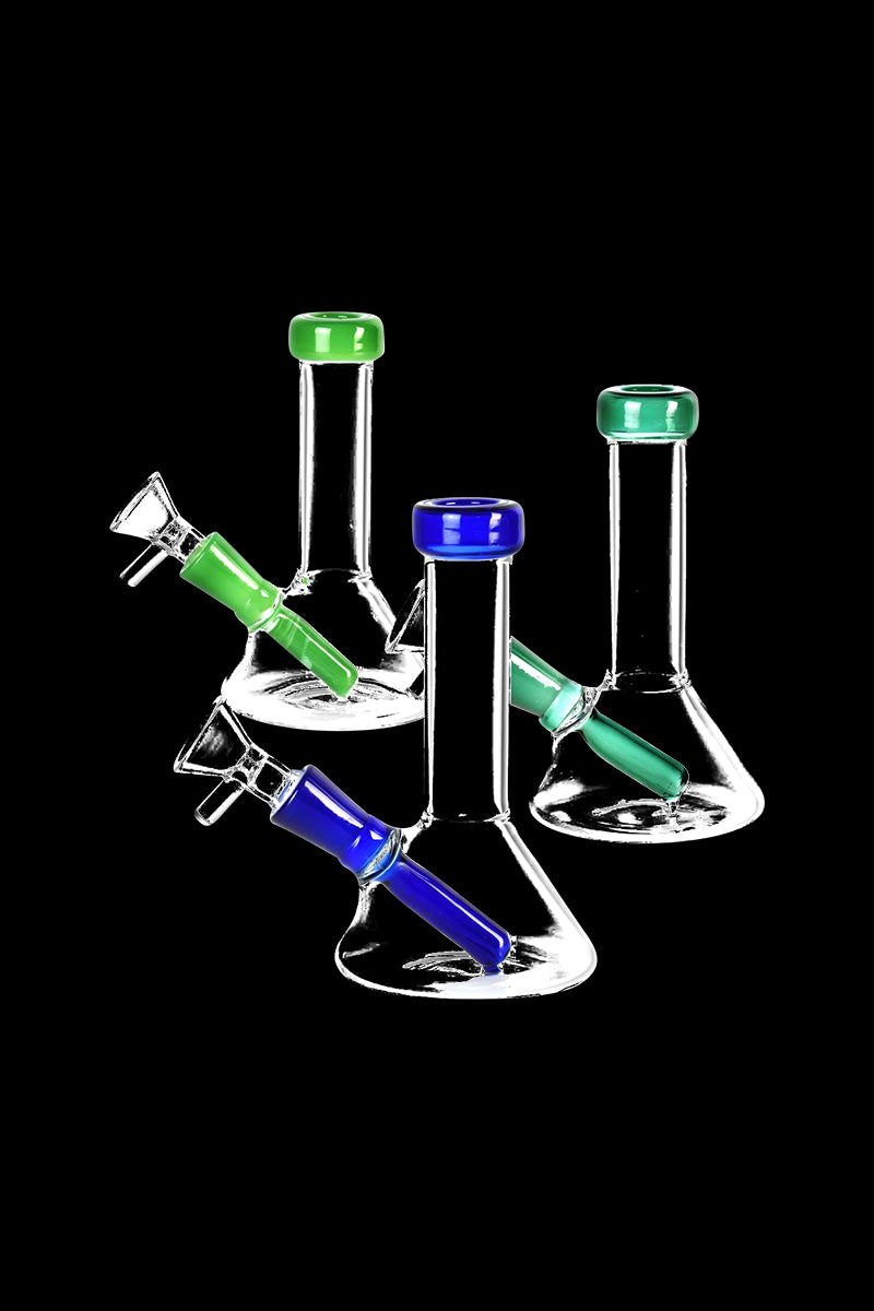 Front view of the Conical Beaker Mini Water Pipe, featuring a clear glass conical beaker design with a simple, clean aesthetic.