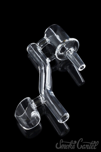 A detailed view of the Dropdown Quartz Reclaimer, showcasing its clear glass construction and droplet-shaped design.