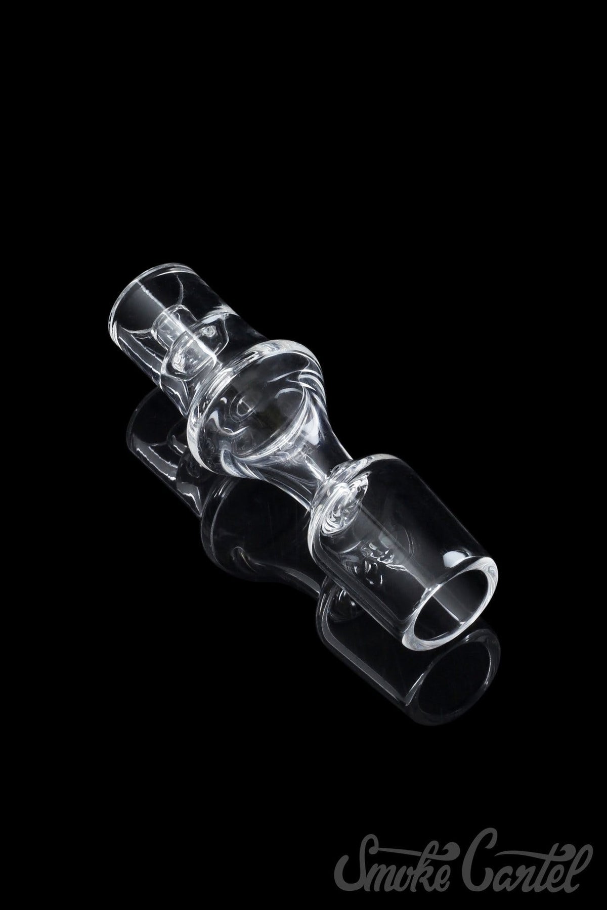 A close-up of the Domeless Quartz Nail for Heating Coils, displaying its clean, polished quartz construction against a dark backdrop.