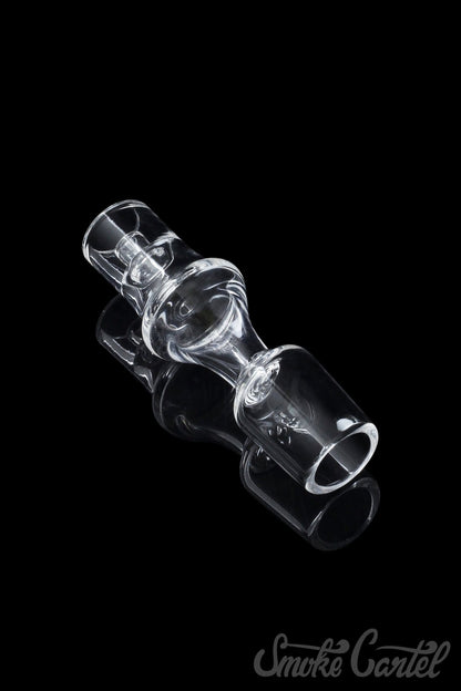 A close-up of the Domeless Quartz Nail for Heating Coils, displaying its clean, polished quartz construction against a dark backdrop.