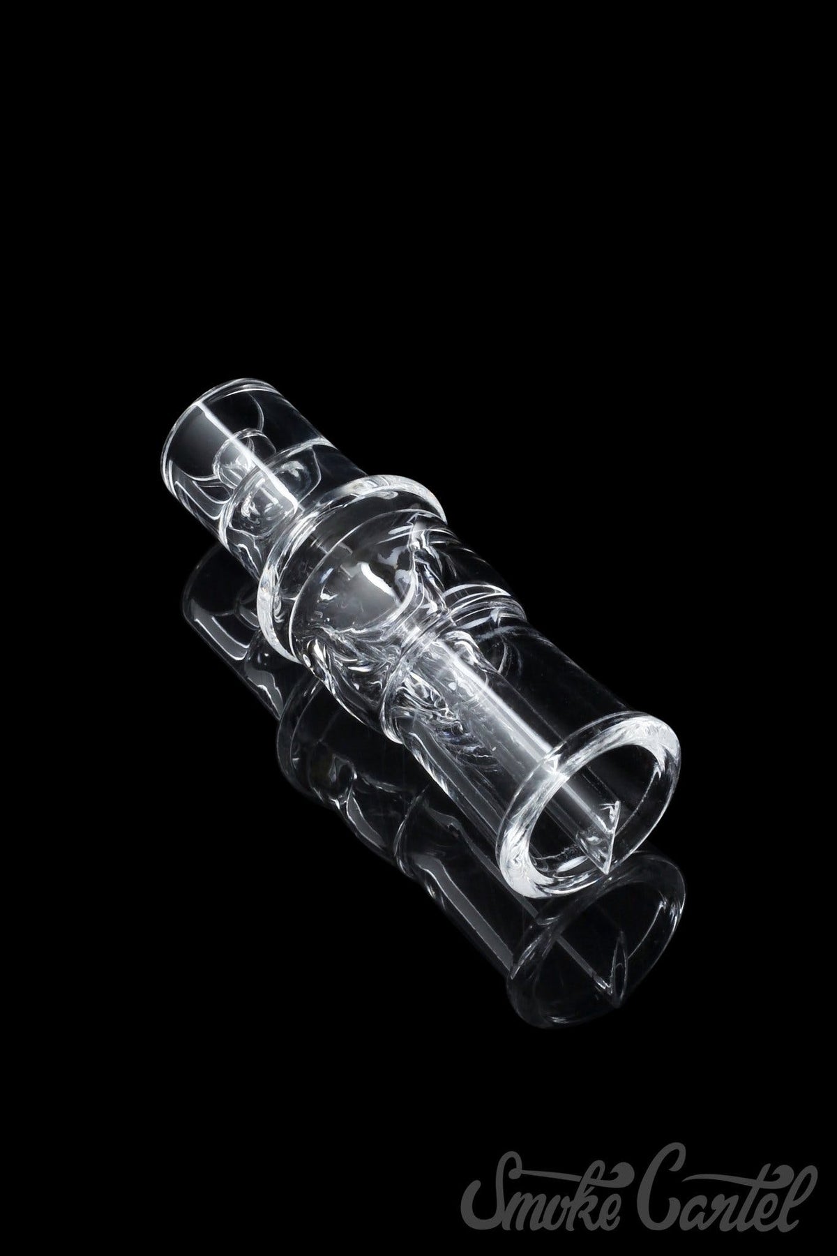 A close-up view of the Domeless Quartz Nail for Heating Coils, featuring a clear quartz construction and a domeless design.