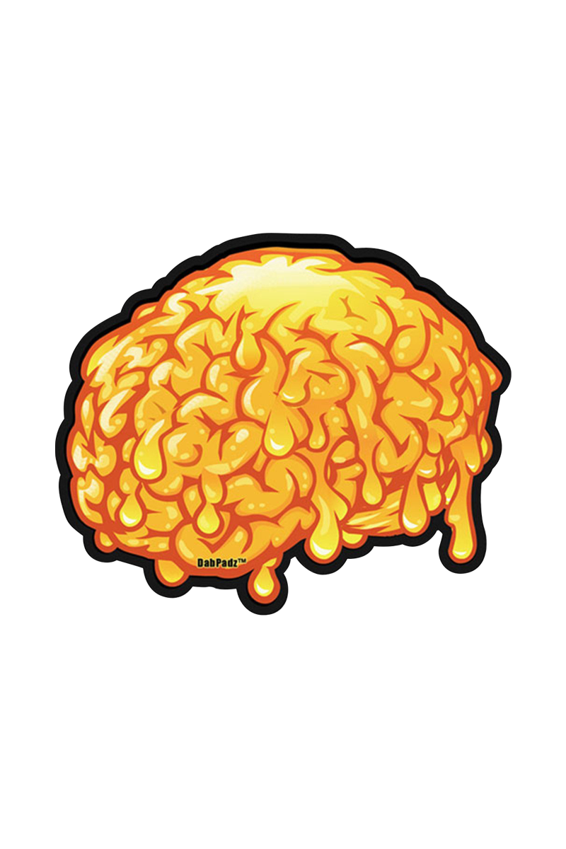 A die-cut view of the DabPadz "Dab Brains" Dab Mat, depicting a brain-shaped mat with textured detailing.