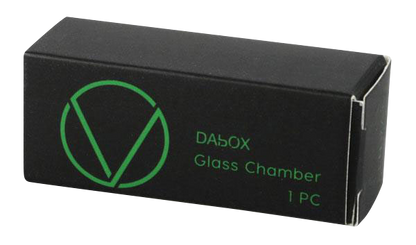 A close-up, angled view of the Vivant Dabox Glass Chamber Replacement, showcasing its clear glass construction.