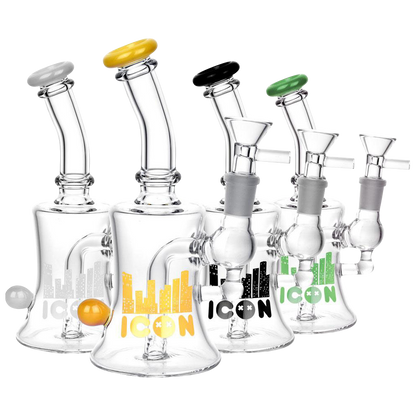 A front view of the Diamond Glass "Baggins" Water Pipe, displaying four clear glass pipes arranged side-by-side on a plain white background.