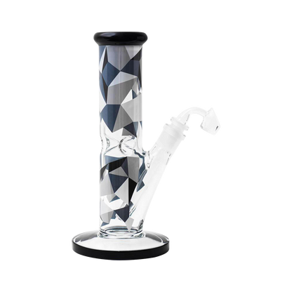 Front view of the Famous Brandz "Digital" Straight Tube Dab Rig, showcasing a clear glass tube with a patterned black accent.