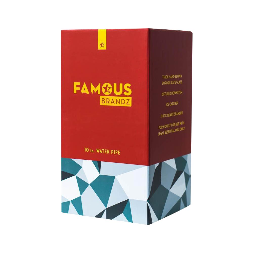 Front view of the “Famous Brandz “Digital” Straight Tube Dab Rig”, showcasing its clear glass construction and simple cylindrical shape.