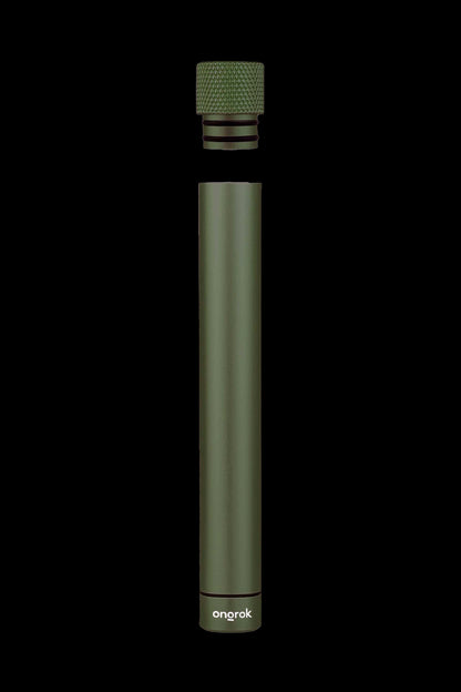 Olive green cannabis vaporizer pen with textured cap, branded "ongrok".