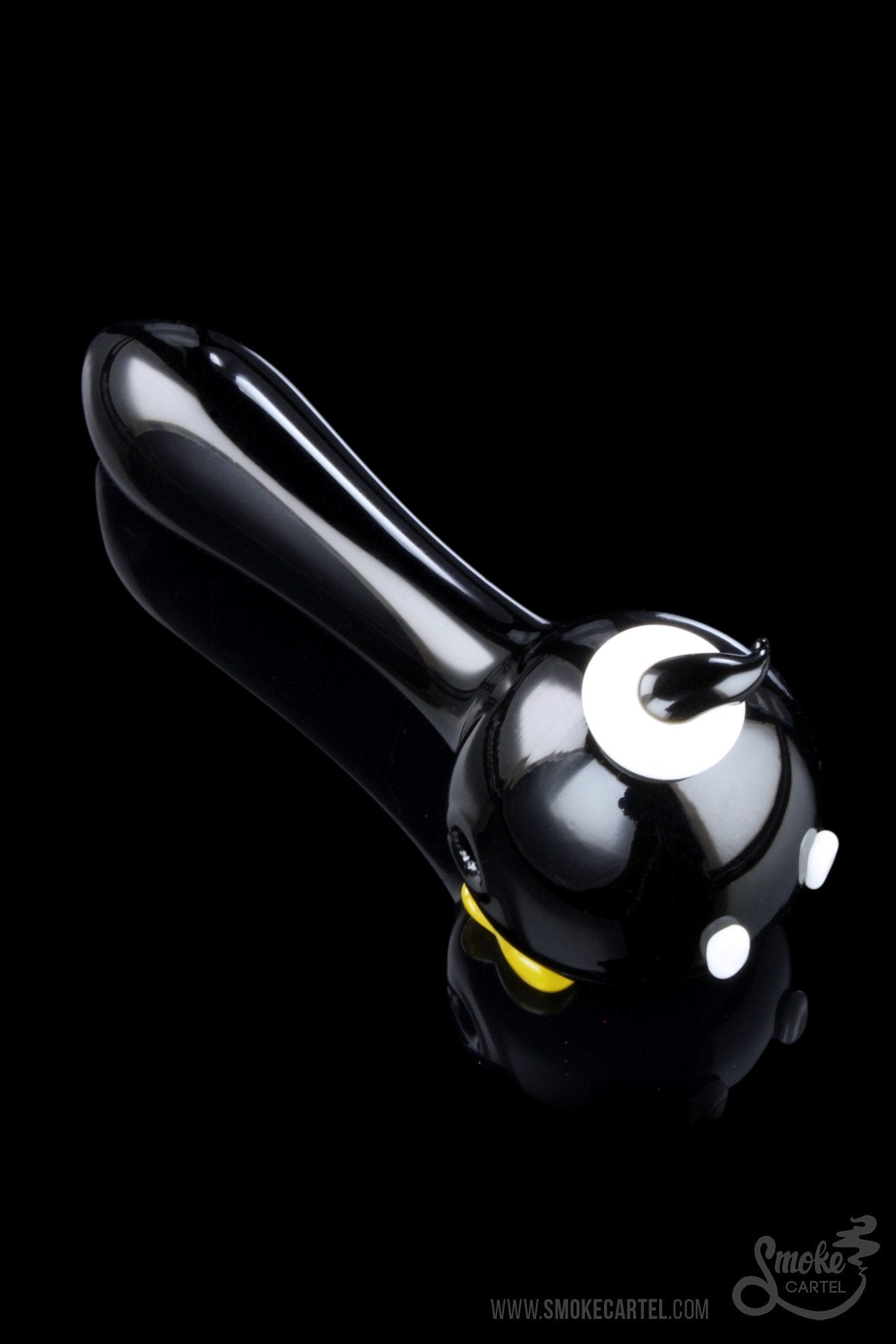 An angled studio shot of the Empire Glassworks Time Bomb Spoon, featuring its detailed glasswork and unique shape.