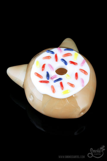 Featured View - White - Empire Glassworks Glazed Kitty Donut Hand Pipe 🍩 🐱