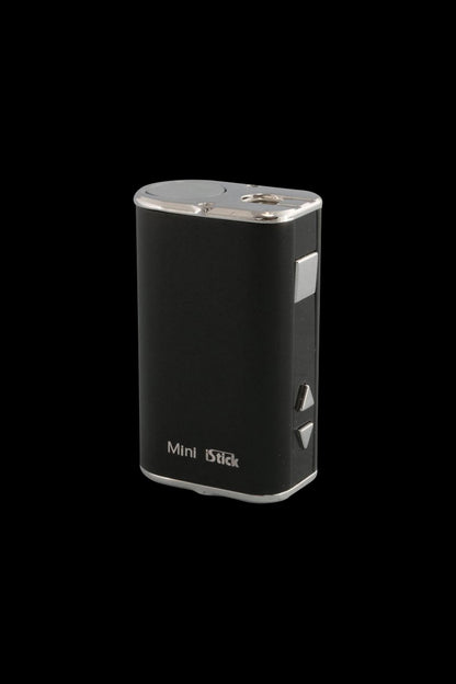 Front view of the Eleaf iStick Mini 10W Digital Mod Battery, a compact, silver-toned device with a dark screen and button details.