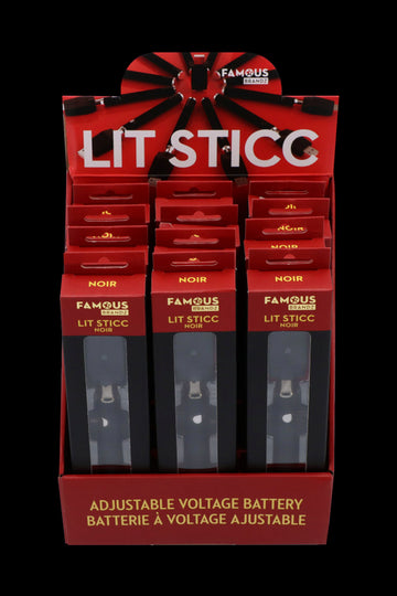 Famous Brandz Lit Sticc Noir Variable Voltage Battery - 12 Pack - Famous Brandz Lit Sticc Noir Variable Voltage Battery - 12 Pack