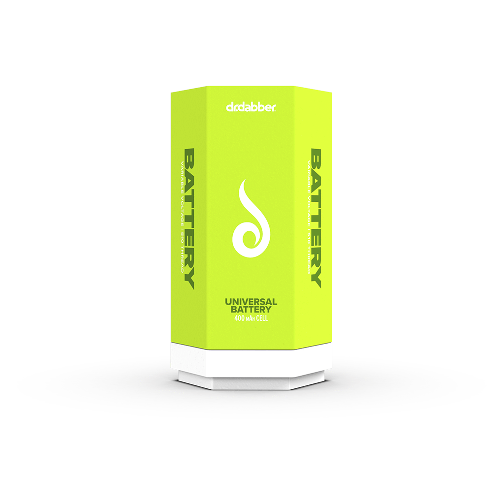 A centered, close-up view of the Dr. Dabber Universal 510 Threaded Battery, showcasing its sleek, cylindrical design on a plain background.