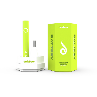 Front view of the Dr. Dabber Universal 510 Threaded Battery, a sleek, cylindrical device on a white background.