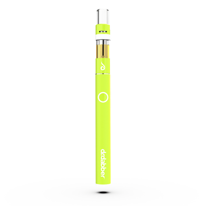 Front view of the Dr. Dabber Universal 510 Threaded Battery, a sleek, silver cylindrical device with a visible connection point.