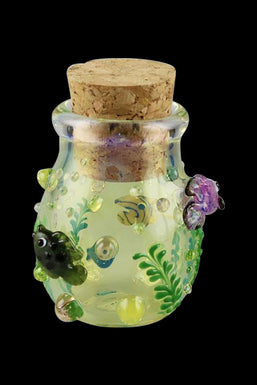 Fish Theme Handblown Glass Jar With a Cork Lid