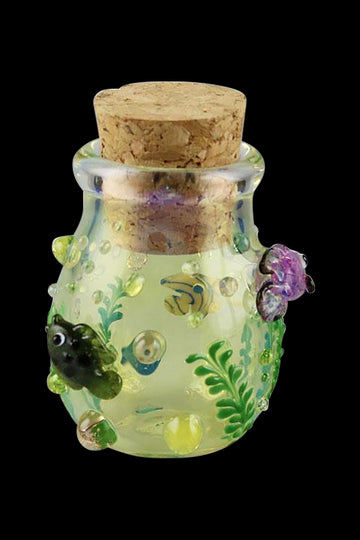 Fish Theme Handblown Glass Jar With a Cork Lid