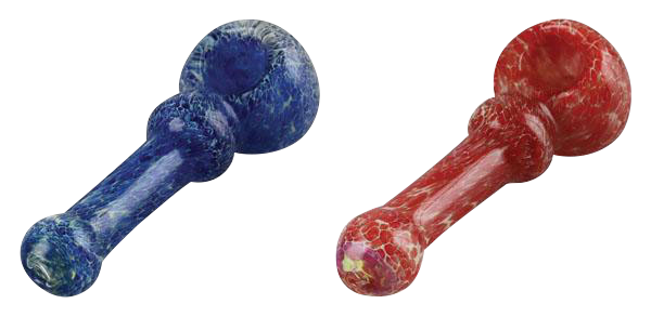 Front view of the Frit Art Glass Hand Pipe, a sculpted glass piece with a smooth, rounded shape.