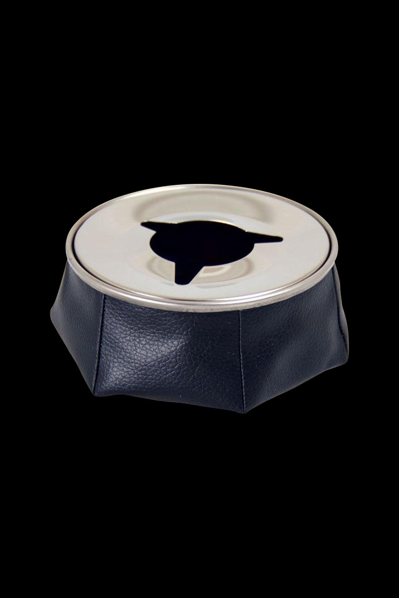 Fujima Black Bean Bag Ashtray Faux Leather, Removable Lid, Builtin