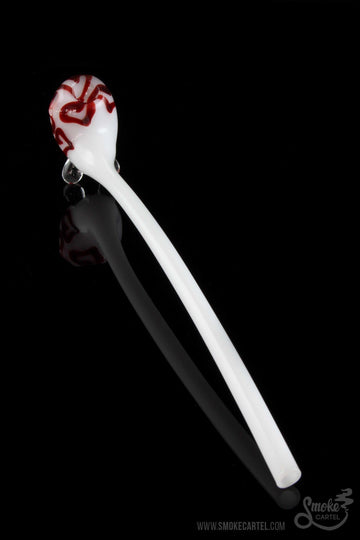 Smooth - Long White Gandalf Style Pipe with Hearts - Glassheads - - Long White Gandalf Style Pipe with Hearts